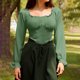 thumbnail image 2 of Tops sin mangas,Blusa renacentista con hombros descubiertos para mujer, manga larga fruncida con estilo corsé, 100 % poliéster, para uso diario y fiestas, sopatenor, 2 of 9
