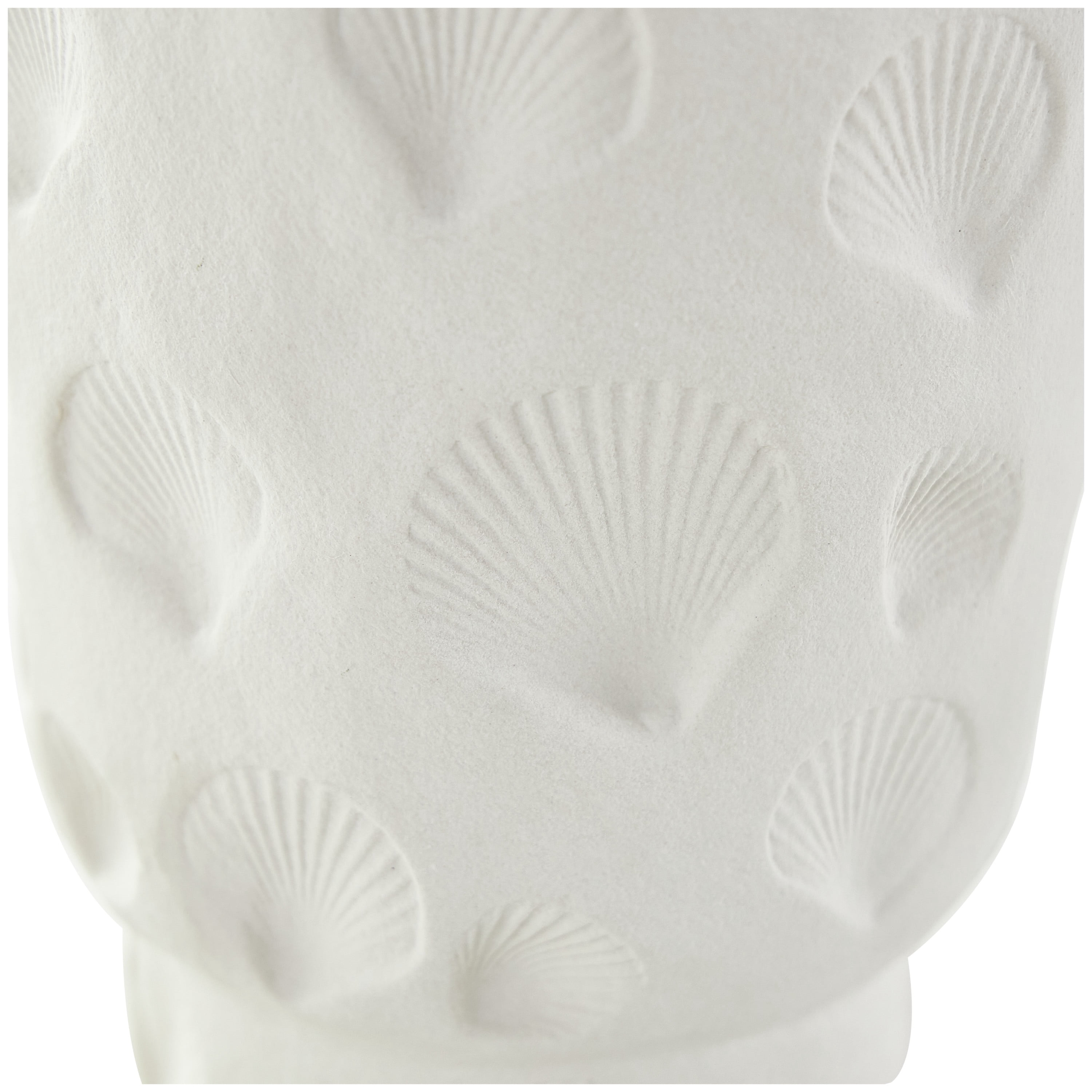 DecMode 13" Shell White Ceramic Vase with Circular Cutouts