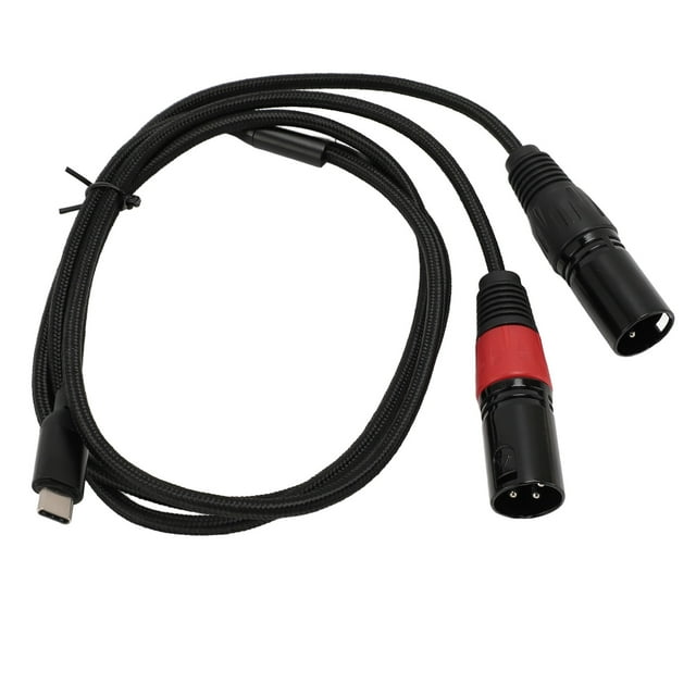 Type C To 2 XLR Power Amplifier Sound Cable, Type C To XLR Male Sound Cable Nylon for Phone 1m / 3.3ft,2m / 6.6ft