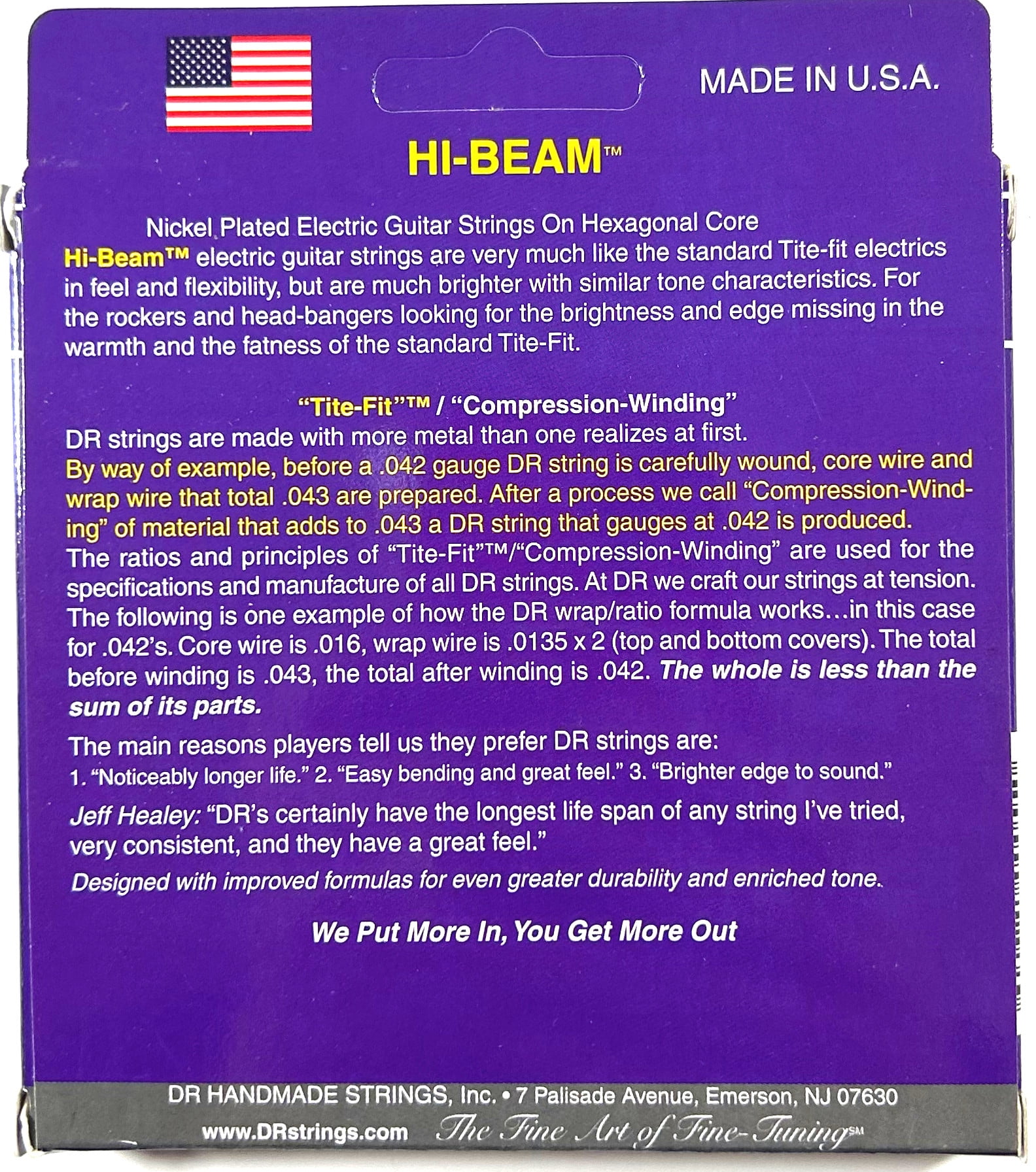 DR Guitar Strings Electric Hi Beam 5 Sets 12-52 Nickel Plated Hex Core JZR-12