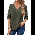 thumbnail image 1 of Camisa de Larga de Otoño para Mujer, Cuello en V, Jersey de Punto, Túnica, Camisa Formal Informal para Mujer Verde M, 1 of 7