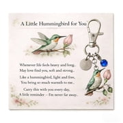 DAMAI A Little Hummingbird For You Keychain-Personalized Humming Bird Theme Mom Keychain,Select The Corresponding Birthstone Pendant According To The Month Of Birth,Mother’S Day Gift