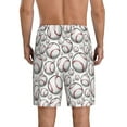 thumbnail image 3 of Kdxio Cute Baseball Print Mens Sleep Shorts Bottoms Soft Comfy Pajama Wear Pants with Drawstring Pockets, 3 of 7
