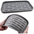 thumbnail image 1 of (gris)porte Ponge Silicone Tapis D'gouttement Lot De 2 Organisateur D'vier En Silicone Porte Savon Antidrapant Plateau D'organization De La Cuisin, 1 of 5