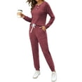 thumbnail image 4 of MOSHU Two Piece Womens Pajama Sets Button Down Shirts and Drawstring Pants with Pockets Solid Lounge Sets for Women, 4 of 10