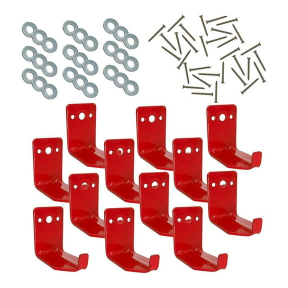 Fire Extinguishe Mount, Wall Hook, Fire Extinguishe Bracket Up to 40 Lbs Extinguishers, Suitable for Fire 12 Pack,12 * hooks 36 * washers 36 * screws,Red