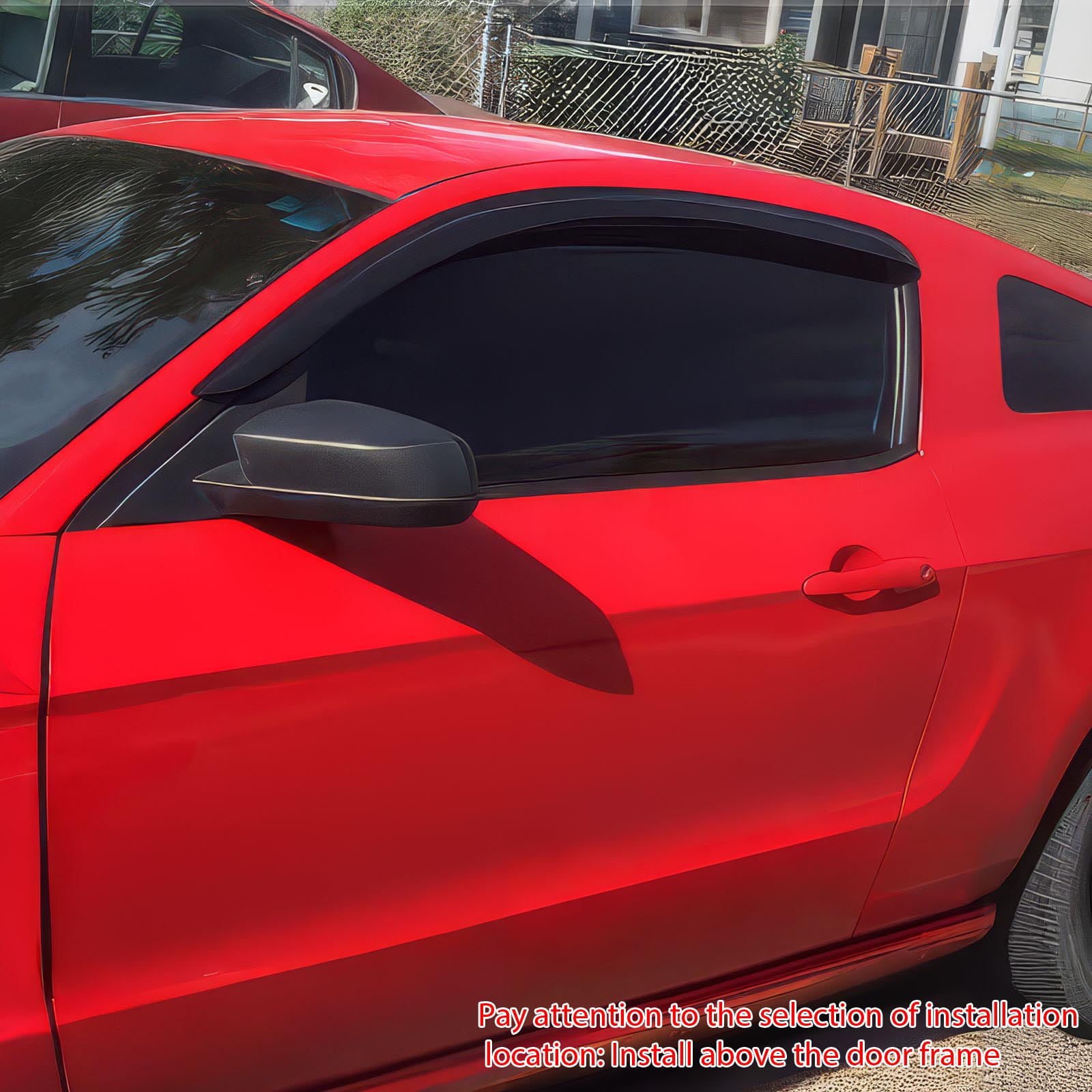 Ikon Motorsports Window Visors Compatible with 10-14 Ford Mustang Coupe Acrylic Side Vent Windshield Deflector Rain Guard 2Pc Set Outside Mount