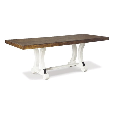 Signature Design by Ashley Valebeck Rectangular Dining Table in White and Brown