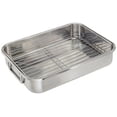 thumbnail image 1 of ExcelSteel Multi-Usage avec Grille et Poignées Pliables pour un Rangement Facile, Poêle à Rôtir en Acier Inoxydable, 12.5 Pouces, 1 of 6