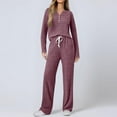 thumbnail image 6 of successthop Knit Sets for Women 2 Piece Ribbed V Neck Long Sleeve Sweater and Drawstring Wide Leg Pant Loungewear, 6 of 9