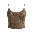 thumbnail image 6 of IMENGL Women's Slim-Fit Camisole Casual 2 In 1 Ice Adjustable Spaghetti Strap In Bra Cropped Leopard Star Print Neck Crop Summer Daily We Sleeveless Soft Tank Top for Womens,M-XL, 6 of 7