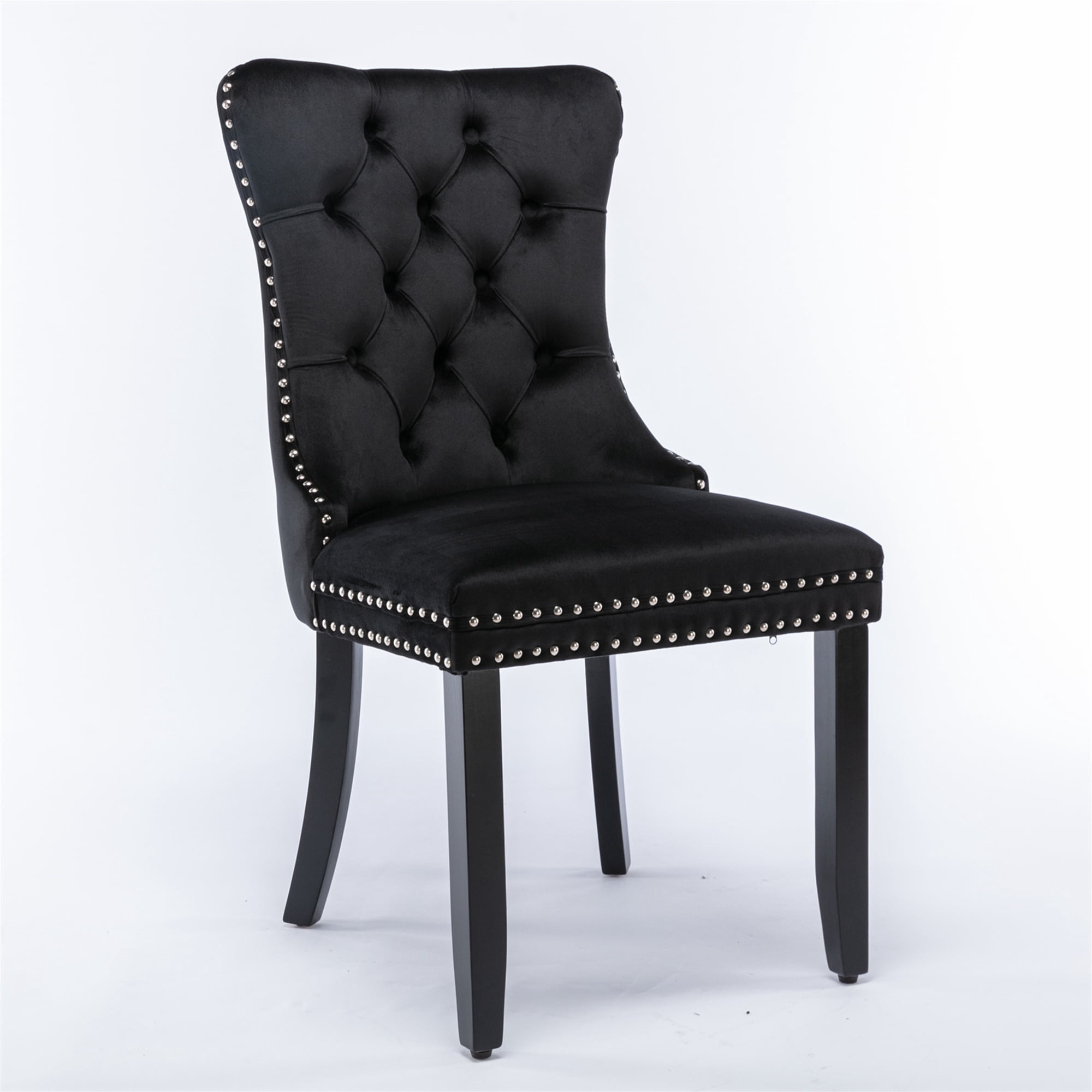 Miniyam Dining Chair Set of 2, High-end Tufted Velvet Upholstered, Black