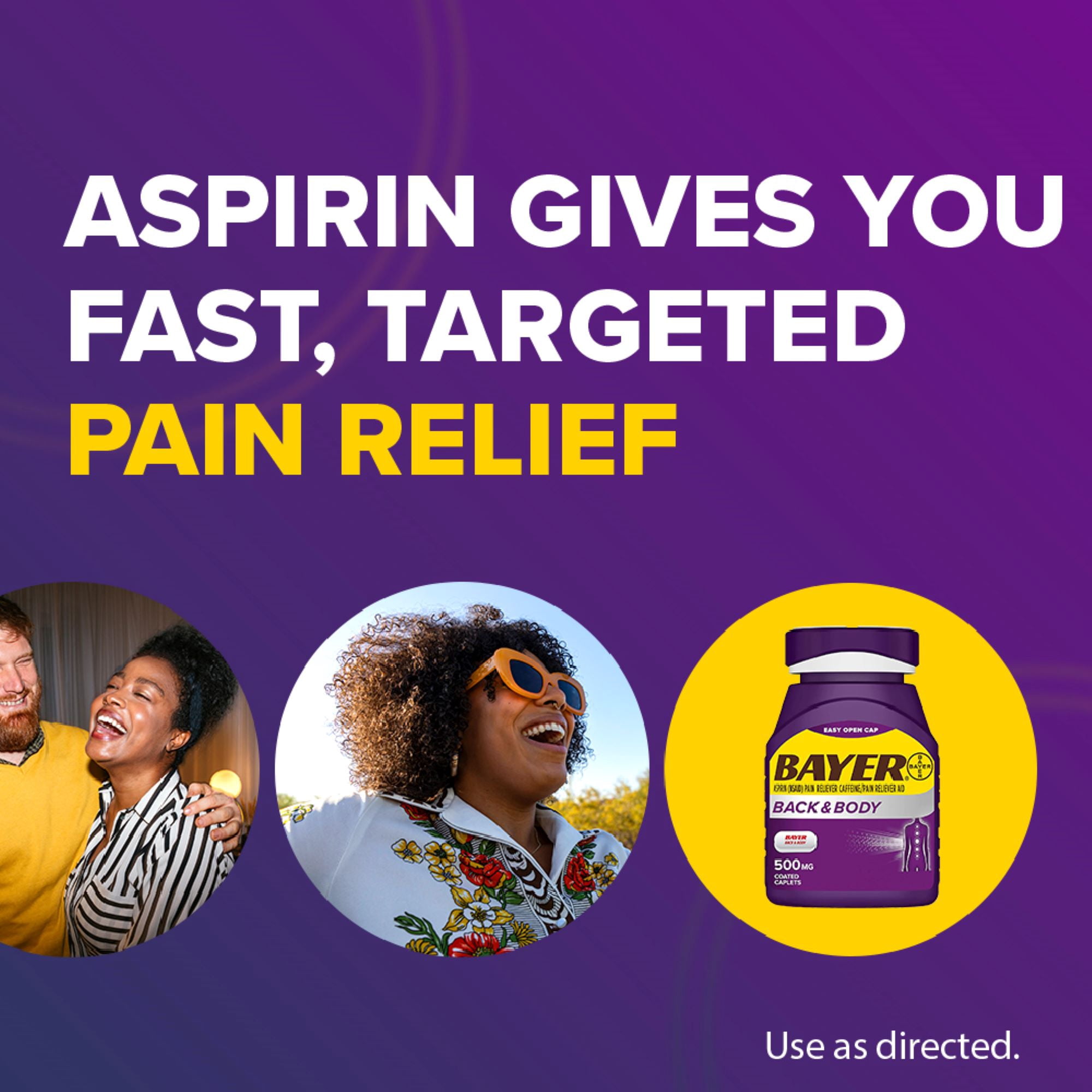 (2 pack) Bayer Back and Body Extra Strength Aspirin 500 mg, Pain Reliever With Caffeine, 200 Coated Caplets