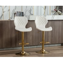 Guyou Adjustable Swivel Bar Stools Set of 2, Modern Velvet Counter Height Chairs with Backrest and Footrest for Kitchen Island Bar Restaurant, Cream