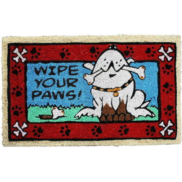J&M Wipe Your Paws Dog Vinyl Back Coir Doormat 18X30
