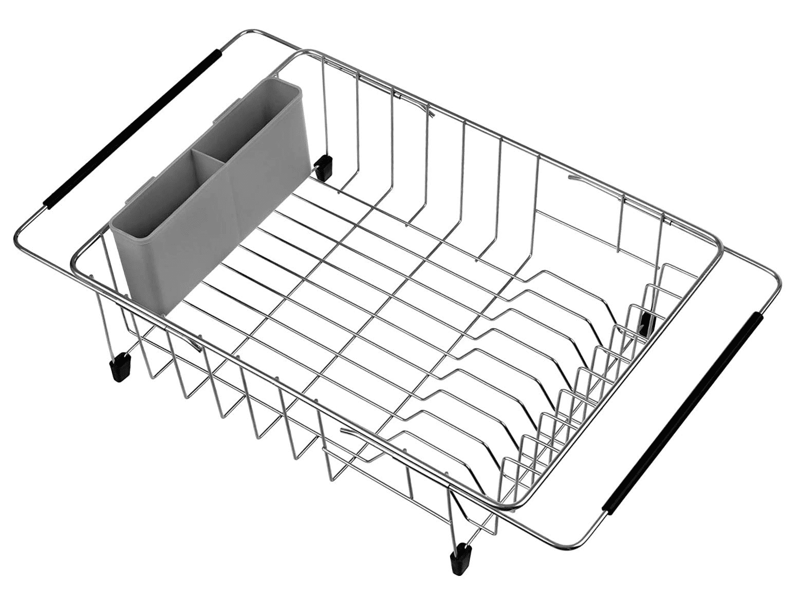 Over Sink Dish Drying Rack (Expandable Height/Length) Snap-On Design Large  Dish Drainer Stainless Steel Storage Counter Organizer (31-39.5L x 12W x