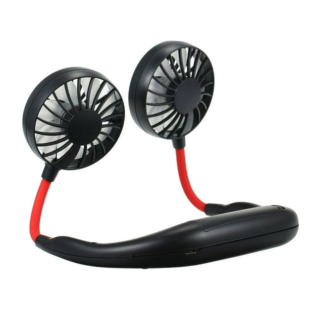 Ventilador personal manos libres con diseño de auriculares, portátil, con banda para el cuello, mini ventilador con USB recargable para viajes, exteriores y oficina (negro)