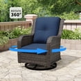 thumbnail image 6 of MeetLeisure 1 PCS Outdoor Swivel Rocker Patio Chair, Wicker Furniture with High Back, Deep Seating, Wide Armrest, Thick Cushions for Deck Porch, Dark Blue, 6 of 11