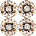 thumbnail image 2 of Shower Caps,Halloween Simple Pumpkin Pattern Waterproof Shower Cap for Women 4 Pieces,Double Reusable Hair Cover for Shower PEVA Elastic Stretch Hem, 2 of 7