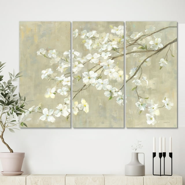 Designart - Dogwood in Spring Neutral - Farmhouse Canvas Artwork