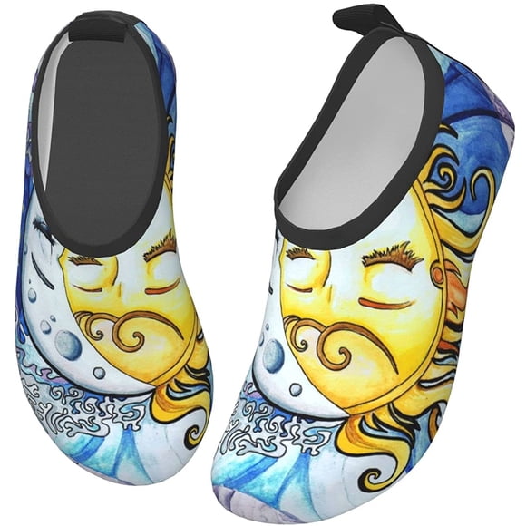 JEW Water Shoes for Kids Girls Boys, Sun and Moon Story Barefoot Aqua Socks Quick-Dry Swim Beach Pool Socks for Outdoor Surf Sport