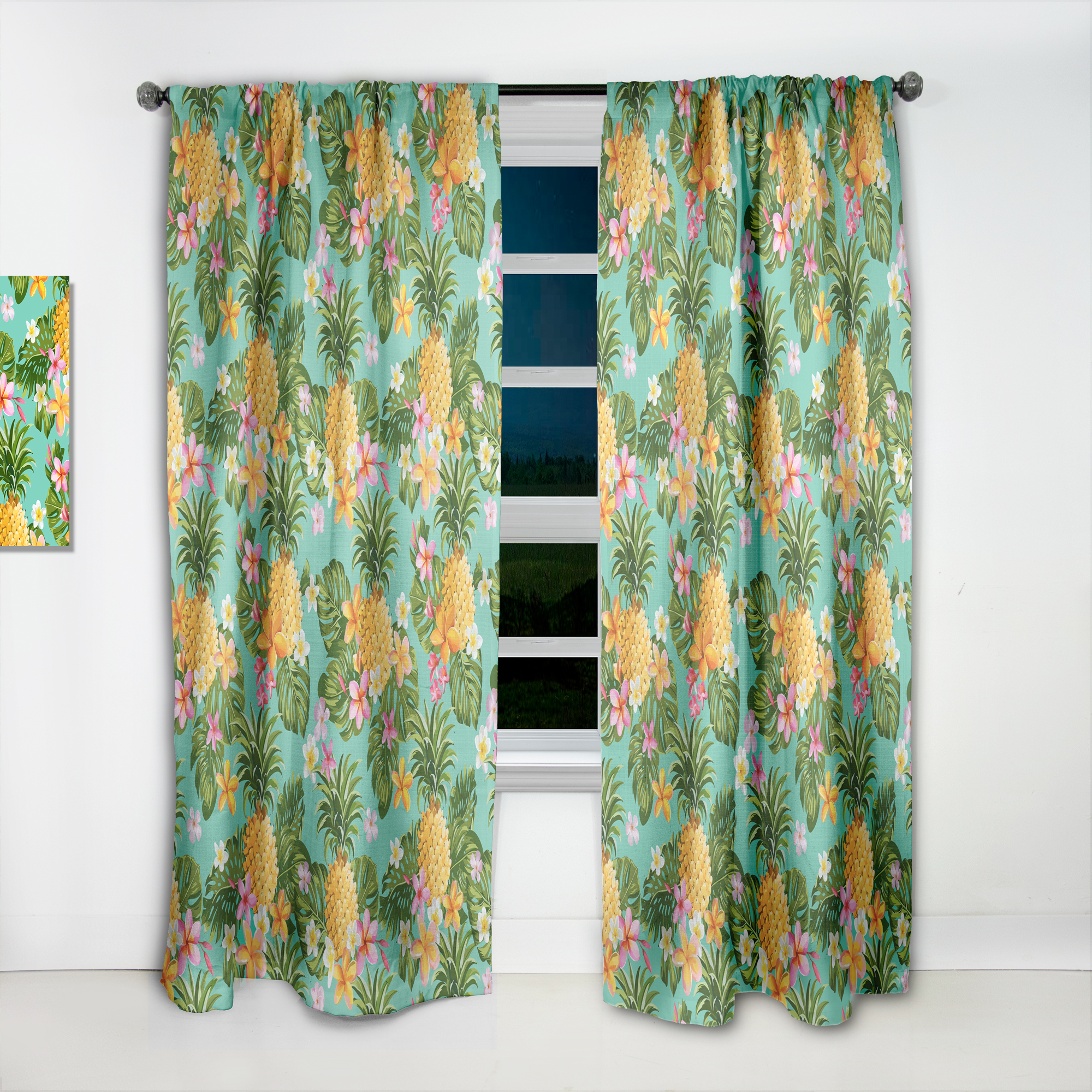 Designart 'Tropical Pineapple Mood V' Tropical Curtain Panel