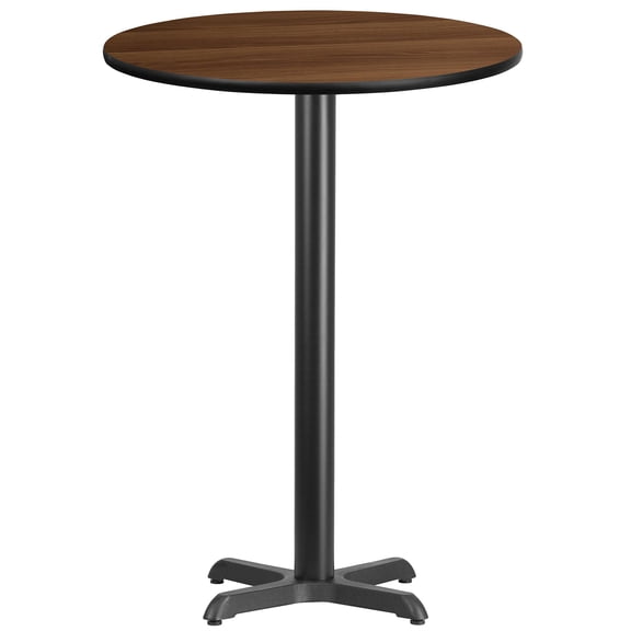 Bowery Hill 30" Round Restaurant Bar Table in Black and Walnut