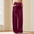 thumbnail image 5 of Palazzo Pants for Women Hontri Loose Lounge Pants Women's Satin Pajama Pants Wide Leg Sweatpants Elastic Waist Summer Casual Sports Trousers with Pockets, 5 of 9