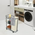 thumbnail image 6 of Narrow Laundry Cart with Wheels,3 Baskets and 45L Laundry Bag Metal Rolling Cart for Small Space,Laundry Room Organization and Storage for Bathroom Living Room Apartment Dorm, 6 of 7