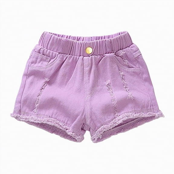 UAYOTSE Girls Summer Shorts Pants for Toddler Kids Casual Pull on Cotton Shorts Baby Elastic Waist Short,Sizes 4-5 Years