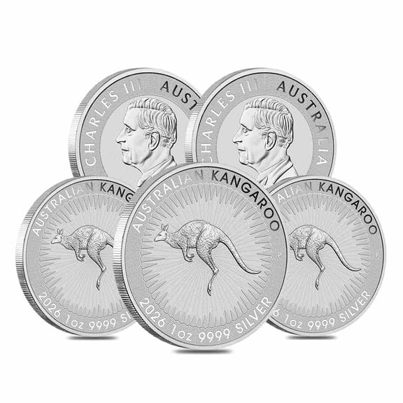 Lot of 5 - 2026 1 oz Australian Silver Kangaroo Perth Mint BU