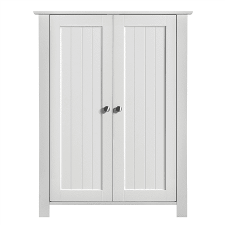 White Cabinet With Doors And Shelves Topeakmart Free Standing Floor Cabinet with 2 Durable Doors and 2 Adjustable Shelves White ()
