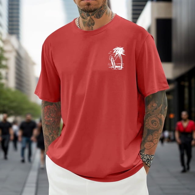 T-shirt Décontracté à Imprimé Graphique, Manches Courtes, Col Rond, pour Usage Quotidien, T-Shirt pour Homme à Coupe Confortable et