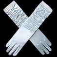 thumbnail image 1 of MYG Gants de Mariée Doigts Complets Satin Plissé Rétro Photo de Mariage Satin, 1 of 9