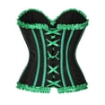 thumbnail image 4 of JOANKDMI Women's Chic Gothic Steampunk Corset Top with Ribbon Tie and Ruffle Trim Elegant Bustier for Pirate Roleplay and Vampire Halloween Dress Up Outfit, 4 of 5