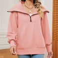 thumbnail image 2 of ShomPort Women Half Zip Sweatshirt Sweater Long Sleeve V Neck Casual Loose Sweatshirt Pullover Fall Clothes, 2 of 9