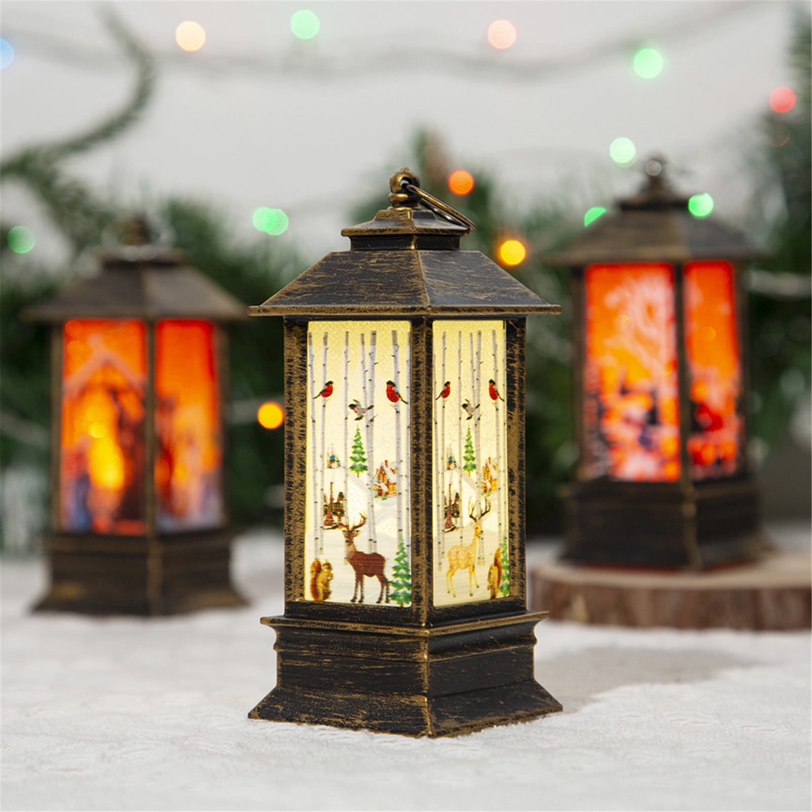 Xmmswdla Mini Star Lantern with Flickering LED, Battery Included,Decorative Hanging Lantern,Christmas Decorative Lantern,Indoor Candle Lantern,Battery