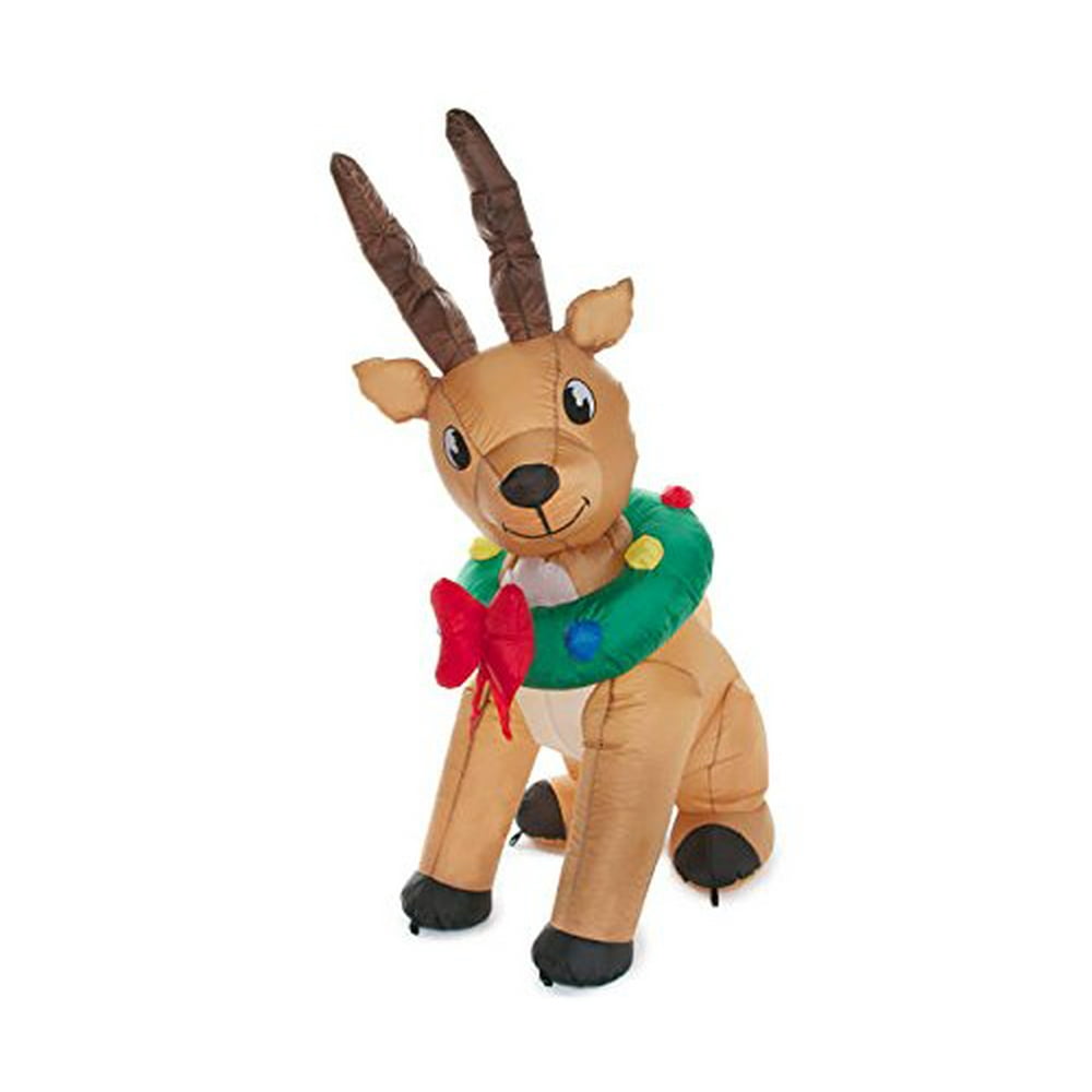 Inflatable Animated Reindeer Lighted With Wreath 6 Foot Tall
