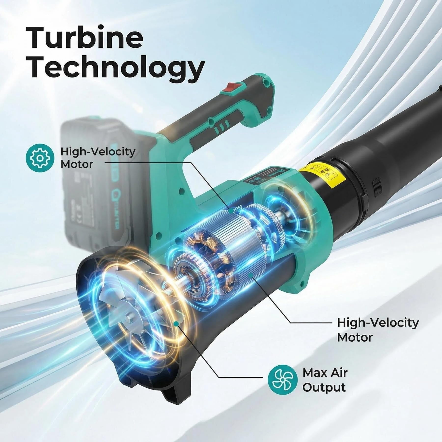 Memoryfield Cordless Leaf Blower, 550 CFM 130 MPH Electric Blower with 2×2.0Ah Batteries & Charger, 3-Speed Modes, Lightweight for Lawn Care, Patio, Dust & Leaves, Blue