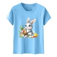thumbnail image 5 of ClodeEU Women's Easter Print Short Sleeve T Shirt ,Round Neck Fashion Casual Tee Light Blue,Womens Plus XXL, 5 of 5