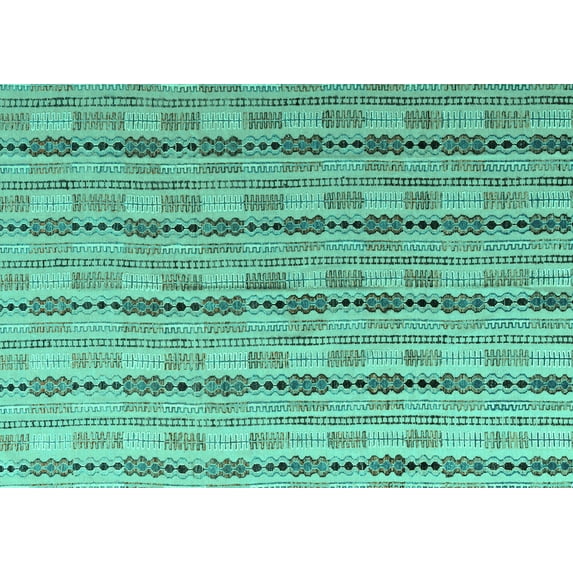 Ahgly Company Machine Washable Indoor Rectangle Abstract Turquoise Blue Modern Area Rugs, 8' x 12'