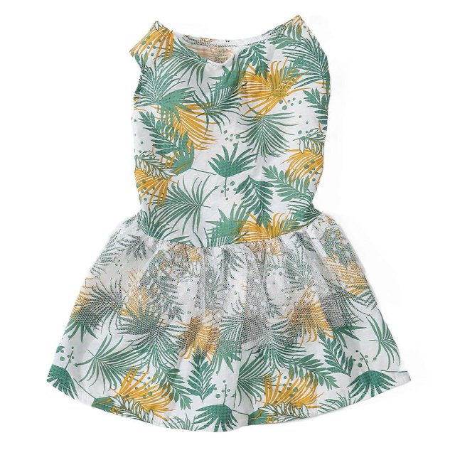 Summer Dog Dress Fashionable Exquisite Leaf Pattern Cute Doggie Dress for Cats Puppy M