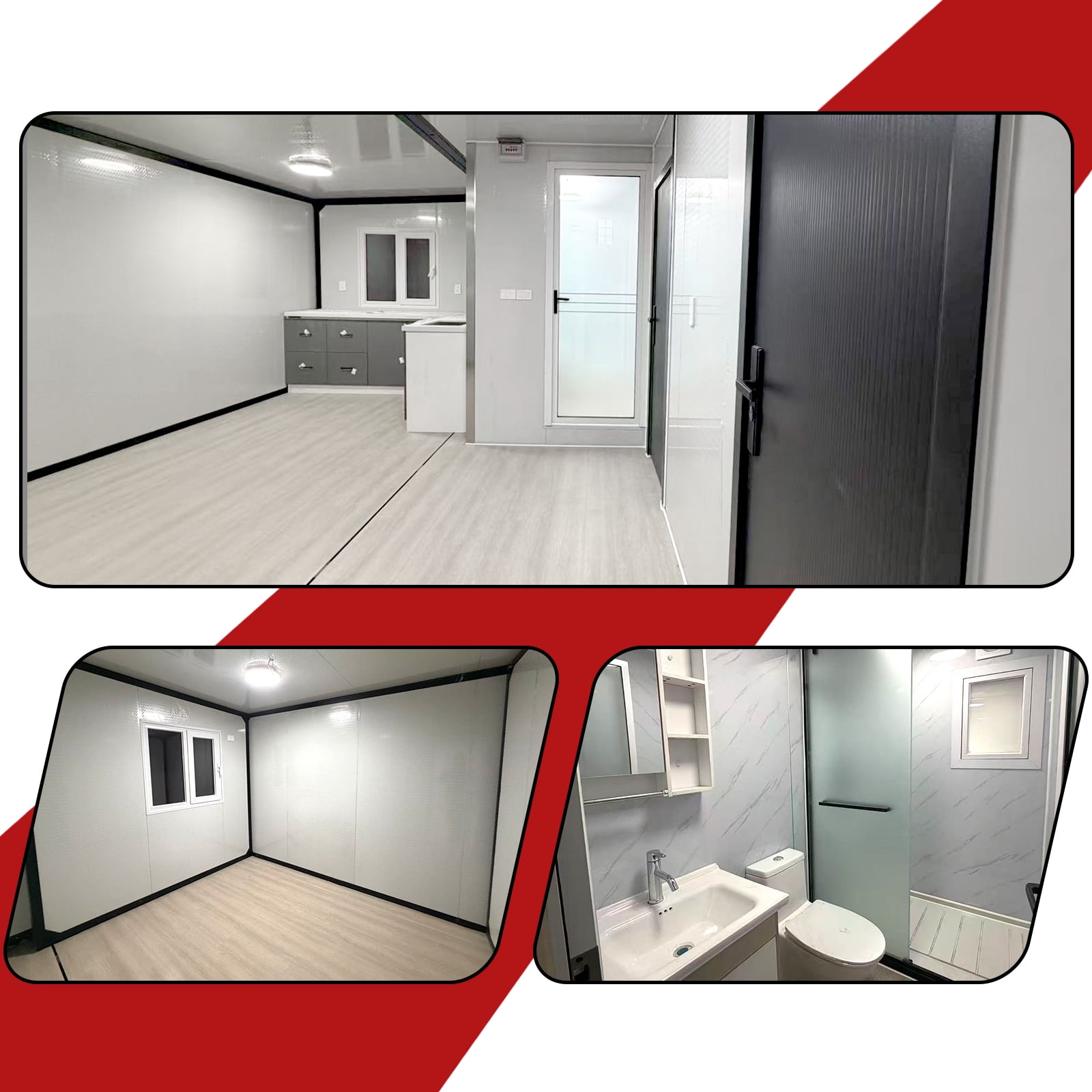 Expandable Prefab Home 19ft x 20ft Portable Tiny Home with Insulated EPS Panels & Galvanized Steel Frame, Expandable Container House Modular Building for Backyard Guest House, Office, Ca