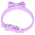 thumbnail image 4 of Light Purple M 42x2.0cm Suede Microfiber Double Bowknot Crystal Sparkle Rhinestone Cat Collar Pet Supply, 4 of 5