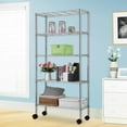 thumbnail image 2 of Zimtown 35"W x 14"D x 65"H 5-Tier Metal Wire Shelving Organizer Storage Rack Silver w/4 Wheels, 2 of 8
