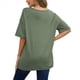 thumbnail image 3 of Camiseta Holgada de Algodón de Color Liso con Cuello Redondo y Aberturas Laterales, Color Verde Oscuro, Talla XL, 3 of 6