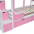 BELLEMAVE Kids Castle Bunk Bed with Storage Drawers, Shelf, Slide and Safety Guardrail, Twin