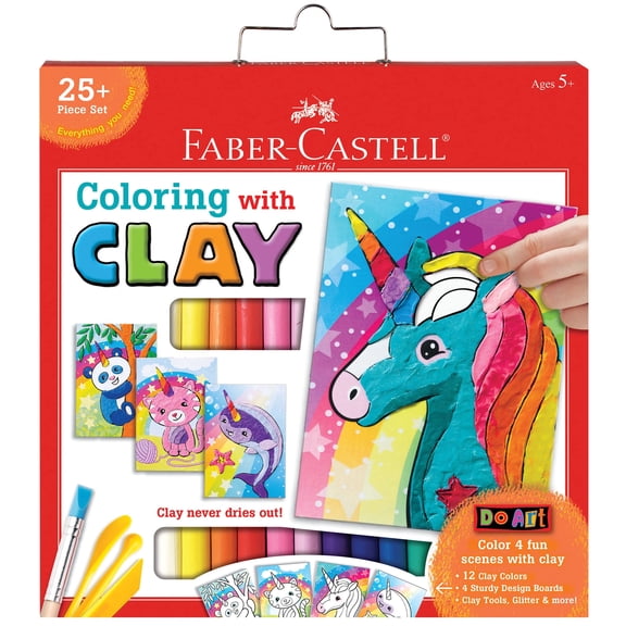 Faber-Castell Do Art Coloring with Clay Unicorns: Blend & Design Clay Art Kit, Sensory Fun (Ages 5 )