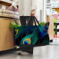 thumbnail image 6 of Peacock Feathers Large Capacity Reusable Foldable Oxford Cloth Storage Bins: Versatile Shopping, Laundry, and Storage Solution, 6 of 7