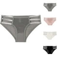 thumbnail image 3 of Rohuuque Women's Bikini Bottom Sheer Mesh Cheeky Panties Cutout Color Waistband High Elastic Low Rise Underwear Gray, 3 of 3
